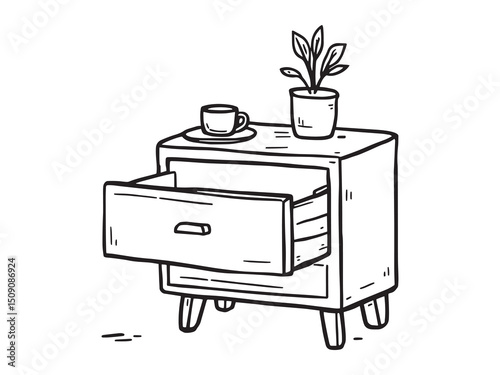 Nightstand Furniture Simple Line Sketch