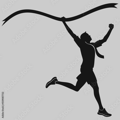 a runner finishing a race silhouette vector design art and illustration