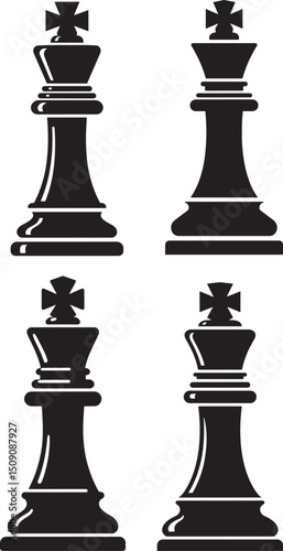 Chess King Piece Silhouette Vector Illustration