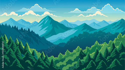 Photography Stunning Blue Ridge Mountains Landscape Illustration