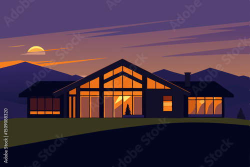 sunset in the village