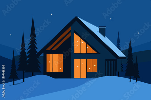 winter landscape with house