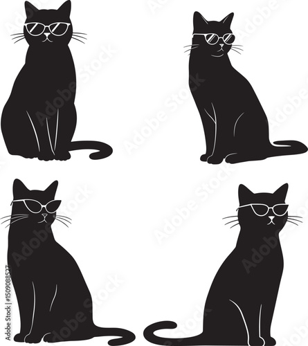 Cool Black Cat Silhouette Vector Illustration