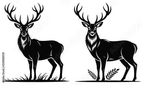 set of deer silhouettes