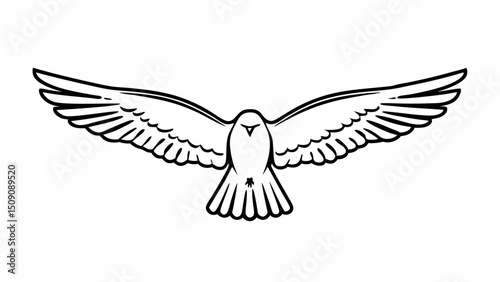  a dove with spread wings in a minimalist style