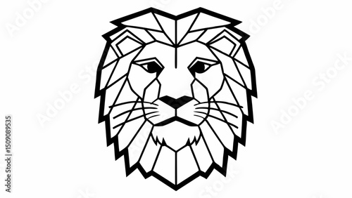 low poly lion head, geometric design,