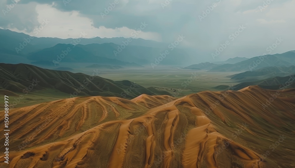 Obraz premium Serene moonlit windswept dunes in a vast desert landscape, evoking beauty and mystery at night