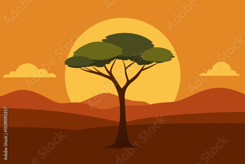 vector illustration of a lonely tree