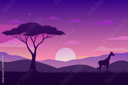 giraffe in the sunset