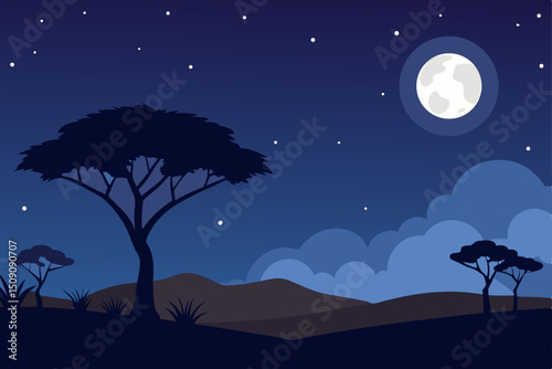 night landscape with moon