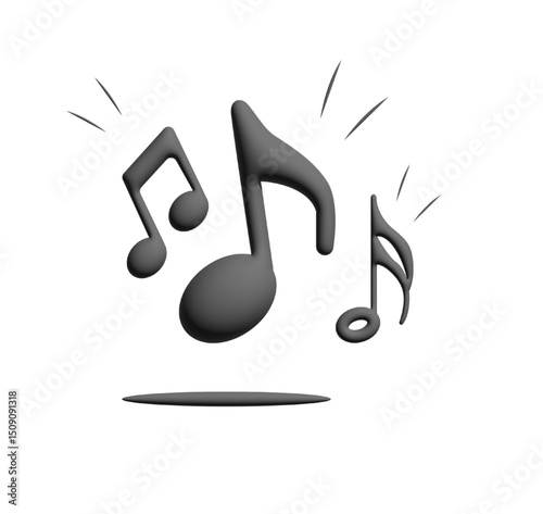Music notes icon 3d