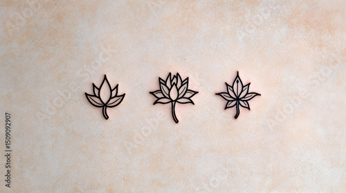 Three Minimalist Maple Leaf Tattoos on Beige Skin