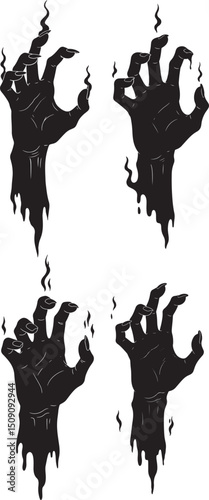 Halloween Ghost Hand Silhouette Vector Illustration
