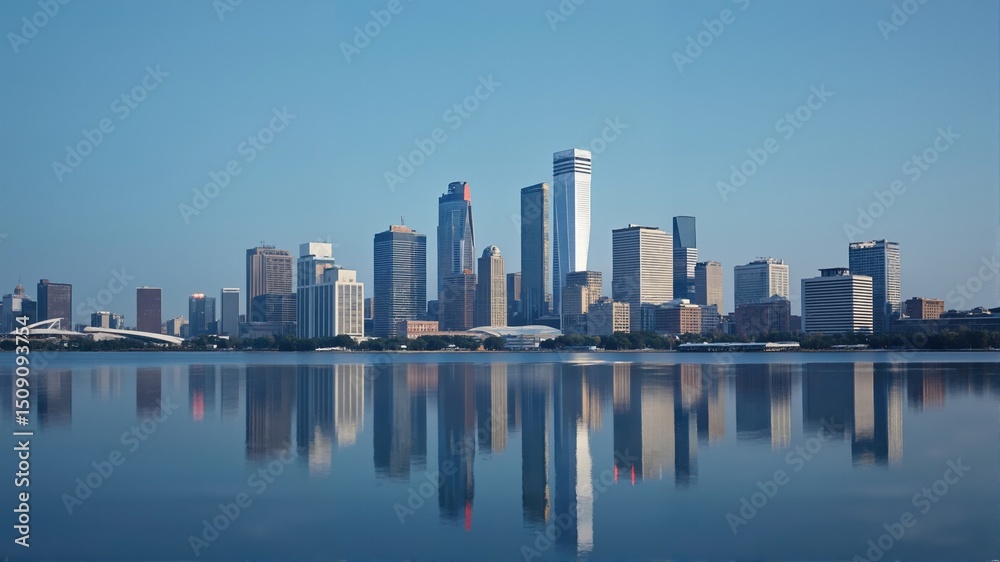 Fototapeta premium City Skyline Reflection on Water