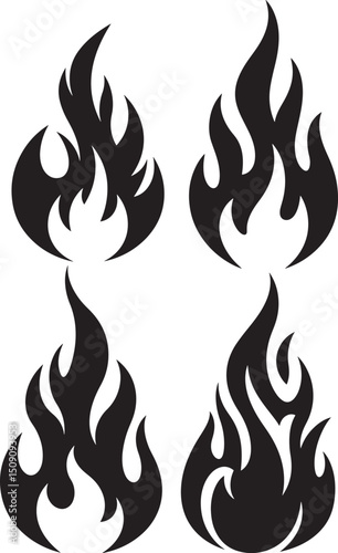 Burning Flame Silhouette Vector Illustration