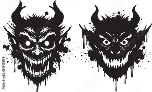 Monster Face Silhouette Vector Illustration