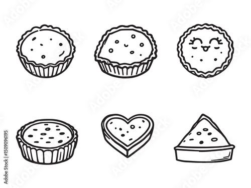 Quiche Dish Line Drawing in Minimal Style