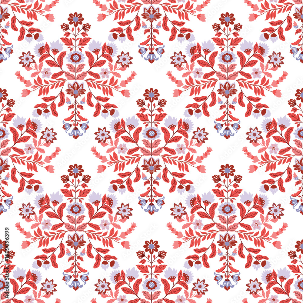 custom made wallpaper toronto digitalfolk art, floral, flowers, abstract, seamless, pattern, vector, bright, colorful, white background, traditional, ethnic, decorative, vibrant, vivid, fabric, textile, wrapping paper, wallpaper, print,