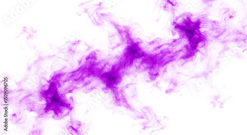 A wide stream of purple smoke on a transparent background, resembling a foggy substance.