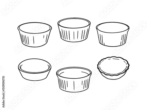Ramekin Baking Dish Line Art Illustration