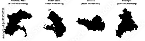 Alb-Donau-Kreis, Baden-Baden, Biberach, Boblingen outline maps