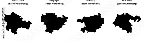 Freudenstadt, Goppingen, Heidelberg, Heidenheim outline maps