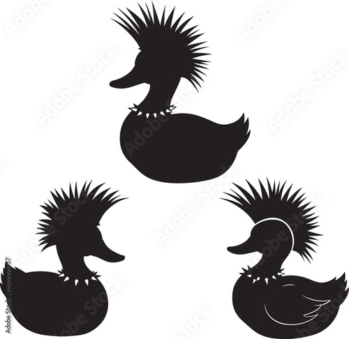 Punk Duck Silhouette Vector Illustration