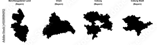 Berchtesgadener Land, Cham, Coburg, Coburg Stadt outline maps