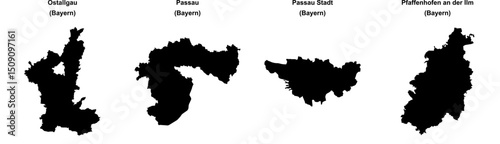 Ostallgau, Passau, Passau Stadt, Pfaffenhofen an der Ilm outline maps