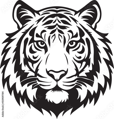 Tiger Head silhouette vector design with white background .