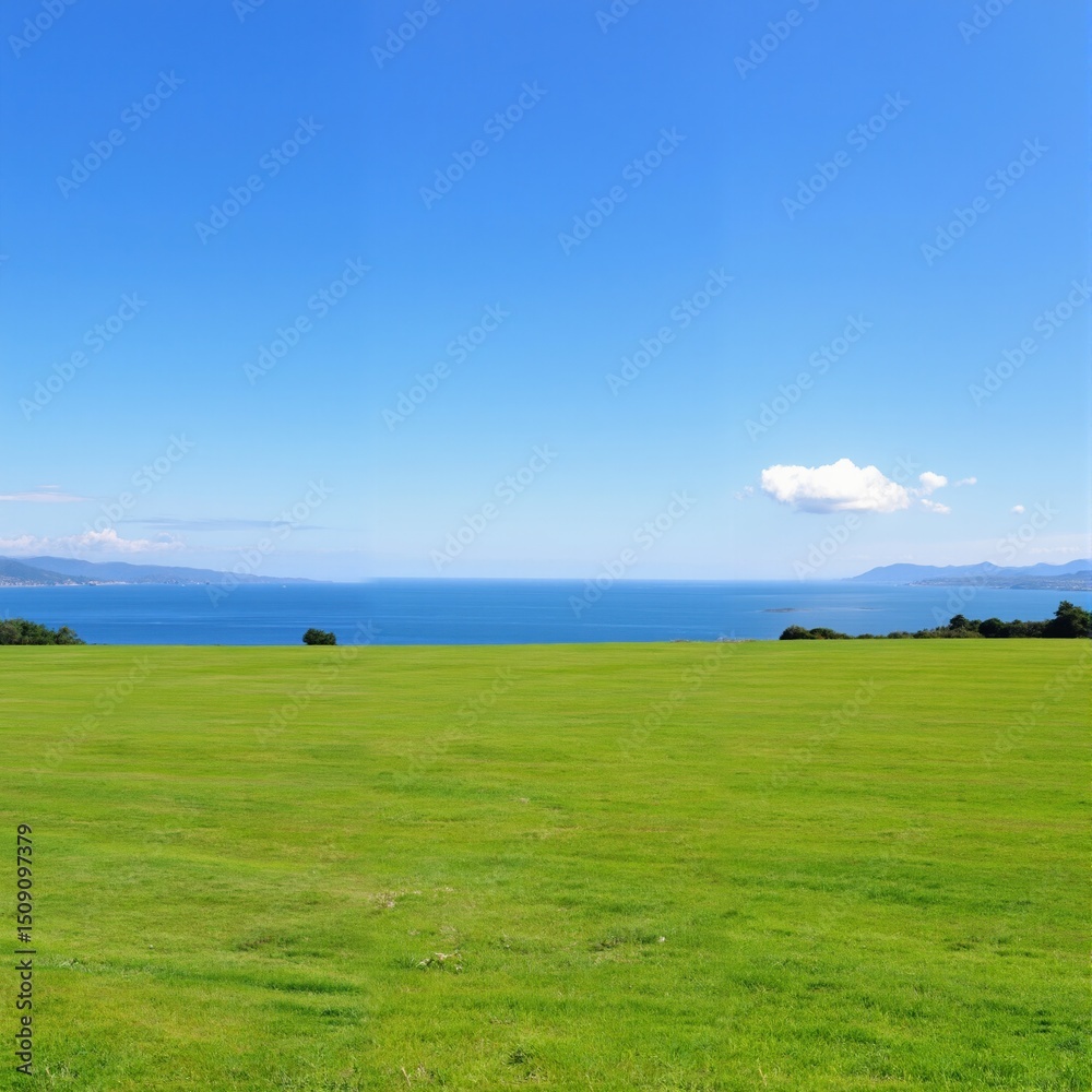 Naklejka premium green field and blue sky