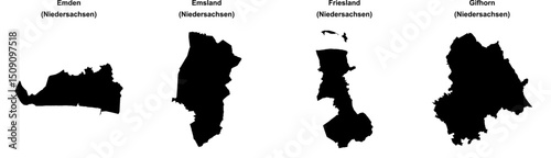 Emden, Emsland, Friesland, Gifhorn outline maps