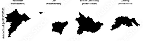 Holzminden, Leer, Luchow-Dannenberg, Luneburg outline maps