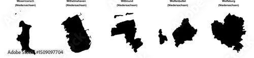 Wesermarsch, Wilhelmshaven, Wittmund, Wolfenbuttel, Wolfsburg outline maps