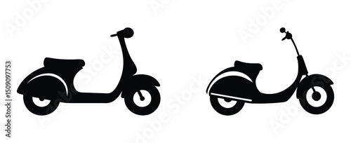 Vintage scooter silhouette, Old scooter silhouette, scooter silhouette, Classic scooter silhouette, Old vintage scooter svg, Classic vintage scooter svg, scooter svg, Clipart old scooter.