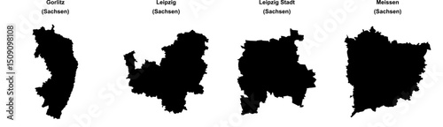 Gorlitz, Leipzig, Leipzig Stadt, Meissen outline maps