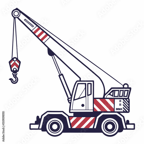 Crane Vehicle Icon with Boom Arm Vector
