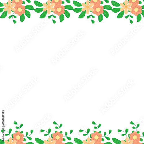 Flower border. Floral elements, wildflower, leaves and herb, plants, foliage. Vectors for decor, website, wedding card and shop.