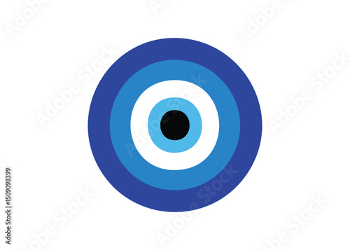 Simple vector illustration of a traditional evil eye amulet symbol on white background