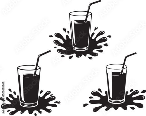 Glass of Milk Silhouette Vector Illustration