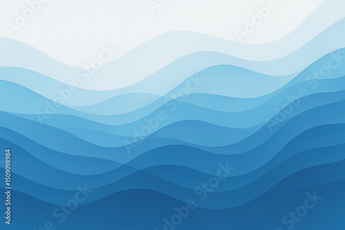 Layered Blue Ocean Wave Abstract Background with Minimal Design