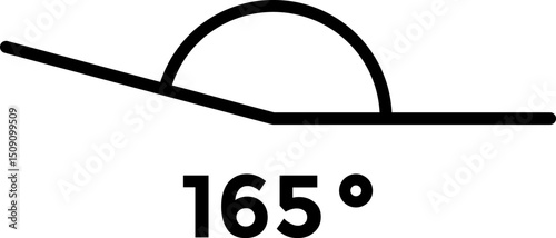 165 degree angle icon.  angle measurement sign. learning mathematics. angle symbol. Abstract math degree collection of geometric angles. geometry and trigonometry.