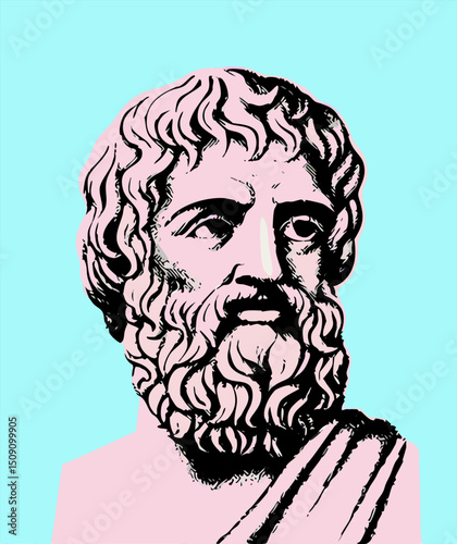 Pink and Black Pop Art Style Bust of Epicurus