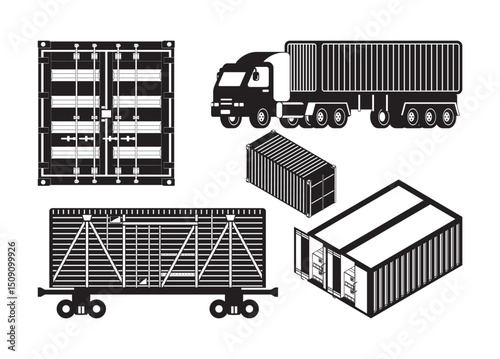 Shipping Container vector, Shipping Container clipart, Shipping Container silhouette