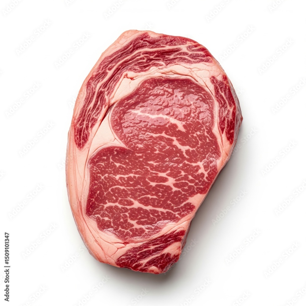 Fototapeta premium Rib Eye Steak on White Background