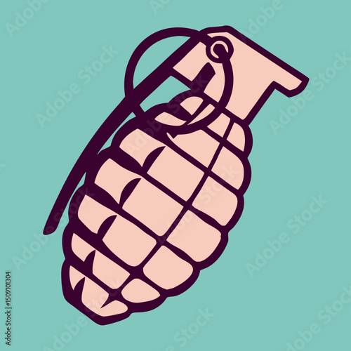 Hand Holding a Grenade: Retro Style Illustration