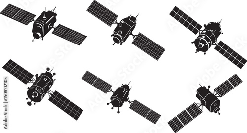 Space Satellite Silhouette Vector Illustration