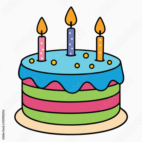 Birthday cake with two lit candles ready for celebration