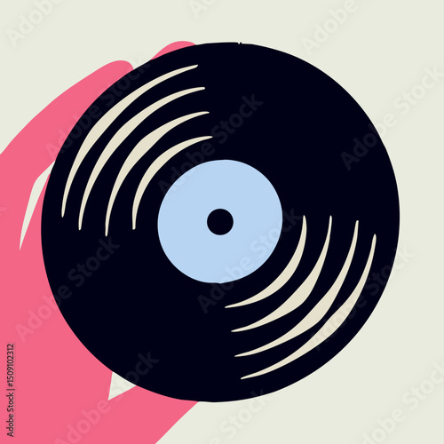Hand Holding Vinyl Record, Music, Vintage LP