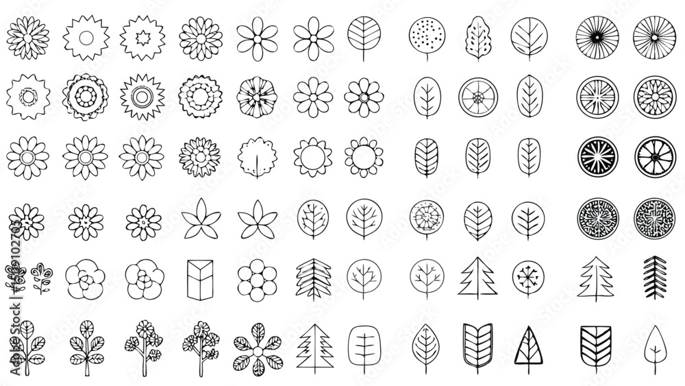 Fototapeta premium tree-top-view--leaf-icon-set--plant-illustration-s.eps